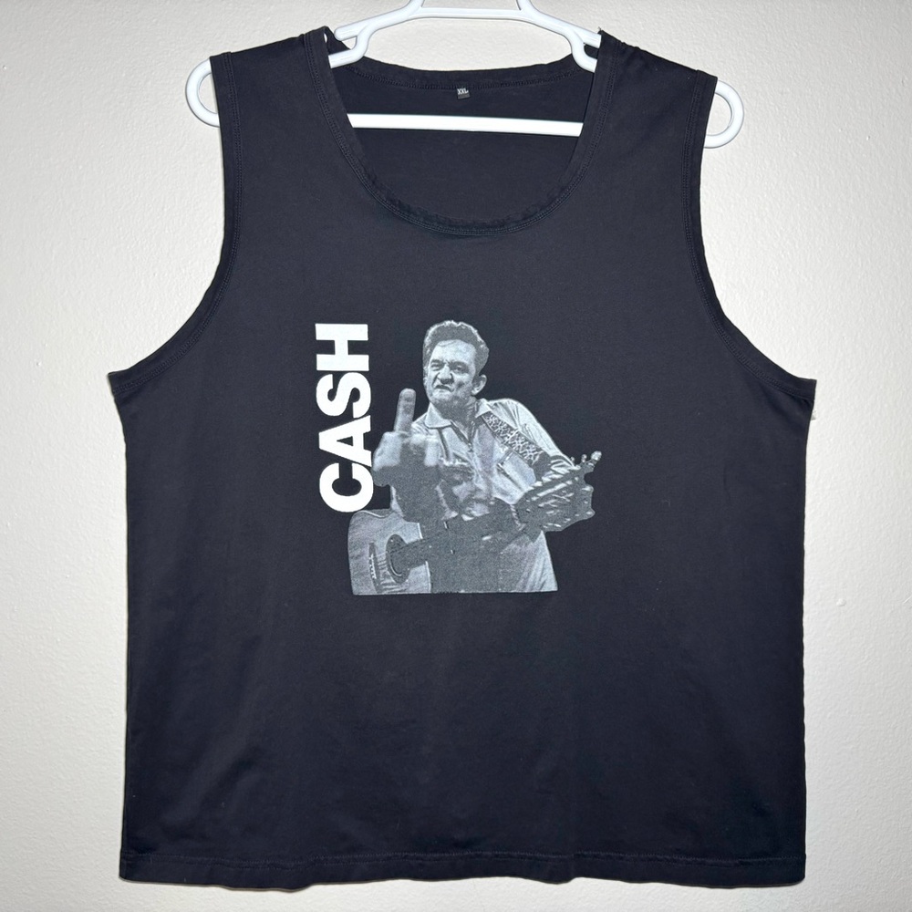 Johnny Cash The Bird Middle Finger Tank Top Size 2XL Black